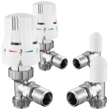 VANCOCO 2 Pack Thermostatic Radiator Valve 1/2"15mm Angled with Lockshield, Thermostat TRV Set, H62 Brass, Energy Saving