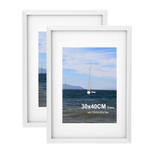 Szyeequoo Black 30x40 Picture Frame 2 Pack, Photo Frames with A3 Mat, Acrylic Front Safer Than Glass, Wall Display for Posters, Prints or Artwork