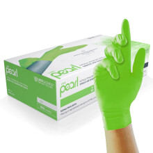 UNIGLOVES Lime Pearl Nitrile Examination Gloves - Multipurpose, Powder Free and Latex Free Disposable Gloves - Box of 100 Gloves, Lime, Large (GP3504)