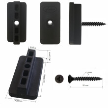 VALDERN 100 pcs Composite Decking Clips Plastic with Screws | Hidden Deck Fasteners | WPC T Clips | Multipack Fixings, Black, 19 x 38 x 11 mm