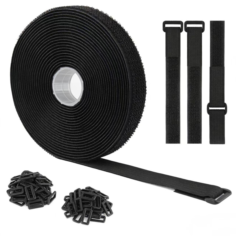 Adjustable Cable Straps 5M X 2Cm With 30 Buckles Self Adhesive Tape Strips Reusable Cable Ties For Wire Cord Cable Management 5051226603051