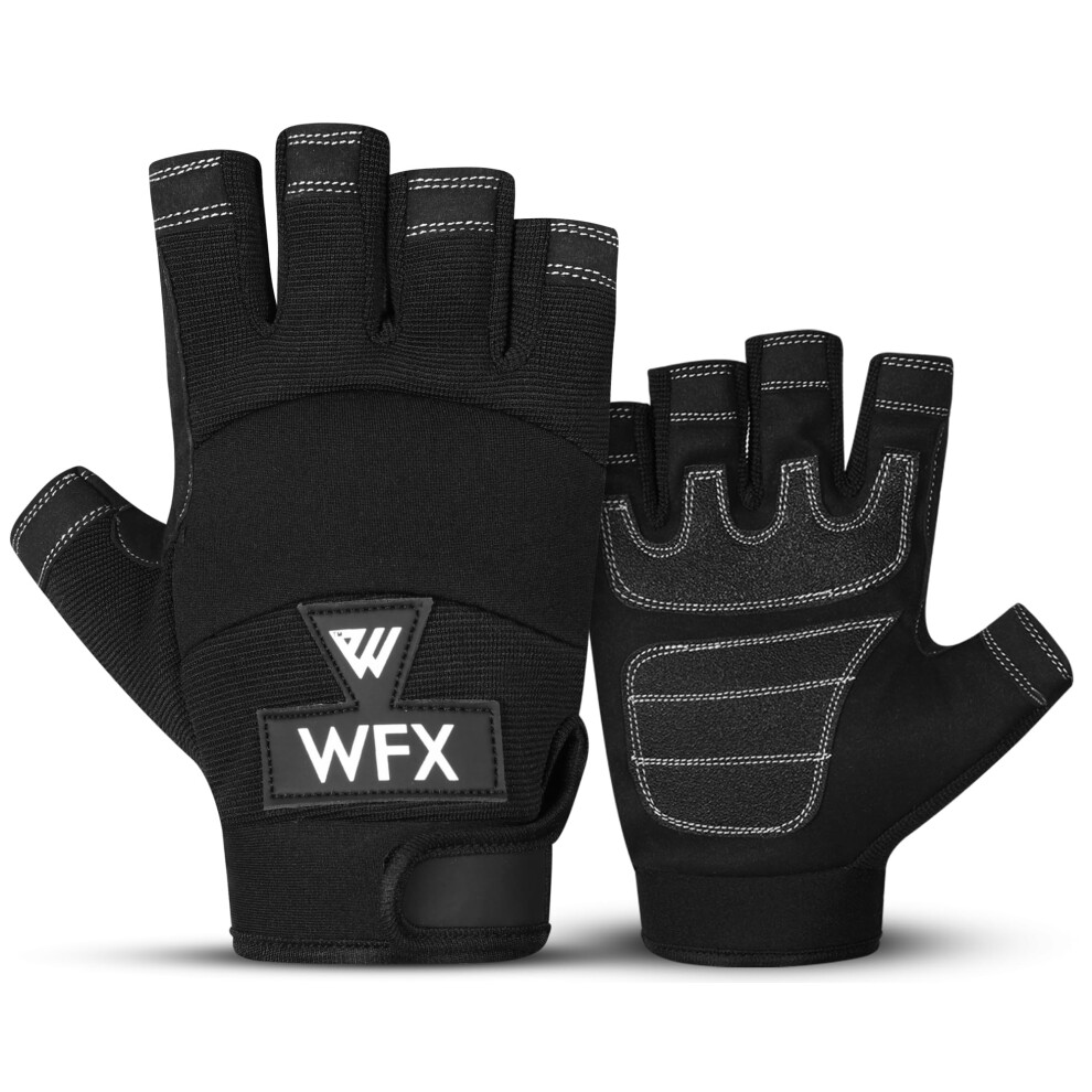 Wfx Tough Fingerless Performance Gloves Protection Work Gloves, Padded Palm, Half-Finger Black (Xl) 5051226603518