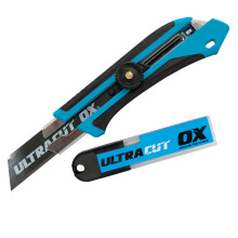 OX Pro 25mm/1" Ultracut Snap‑Off Knife & 5 Replacement Blades Combo Pack, Heavy‑Duty Steel with Twist‑Lock Safety, Soft Grip TPR Body