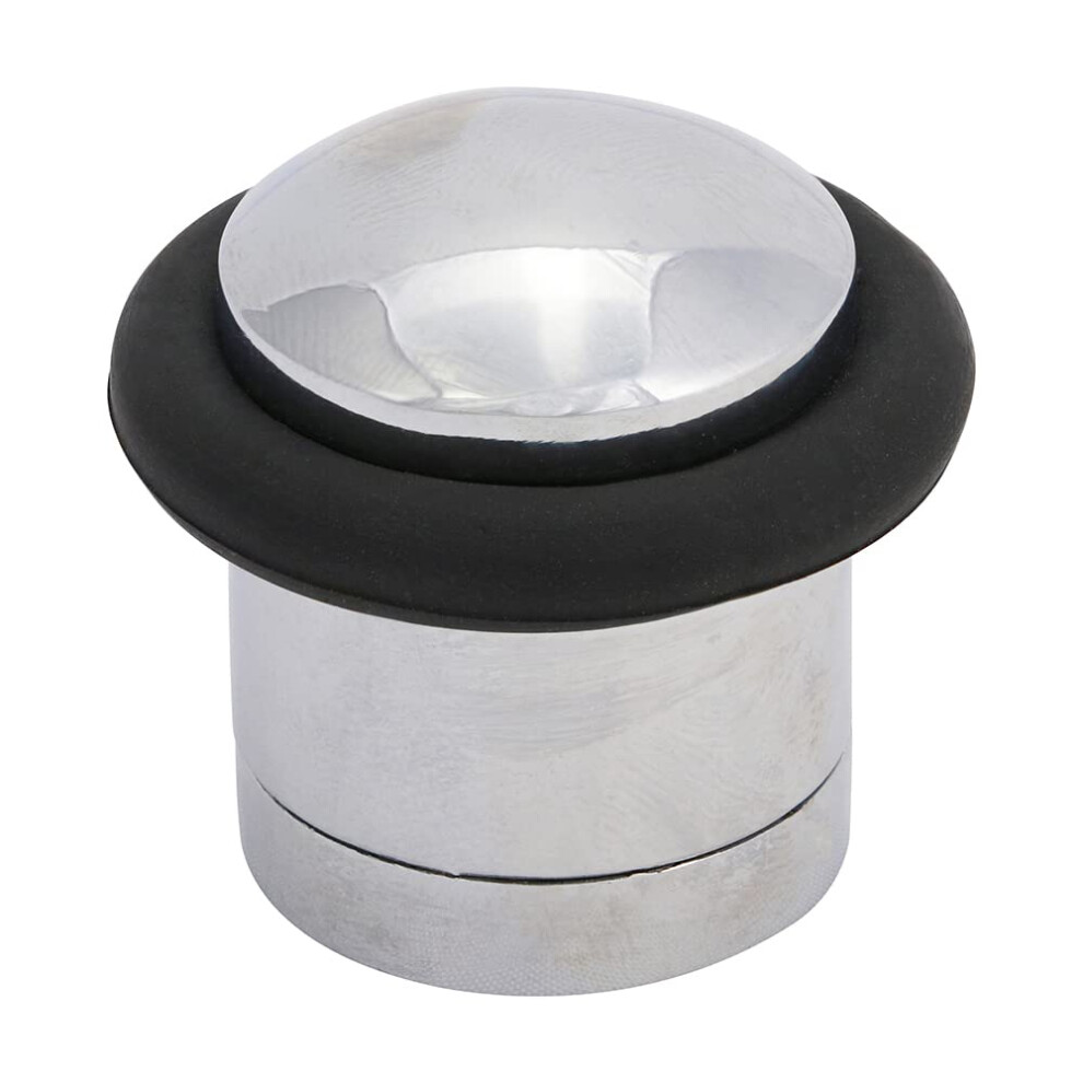 Timco Cylinder Door Stop - Polished Chrome - Floor Mounted - Concealed Fixing For Improved Asthetics - 41Mm