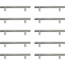 AwmnSrman Kitchen Cupboard Handles Silver 10 Pack 128 mm(5 inch) Hole Center, Brushed Finish Stainless Steel Installation of Holes