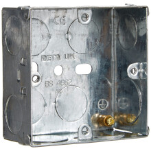 Merriway BH04060 35mm (1.3/8 inch) Depth Single 1-Gang Metal Flush Mount Back Pattress Box , Grey