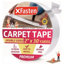 XFasten Double Sided Carpet Tape for Area Rugs, Residue-Free, 2-Inch x 30 Yards; Wood Safe 2 Faced Rug Tape for Carpet to Floor and Rug to Carpet