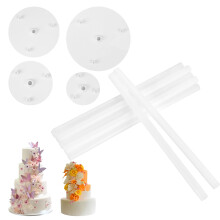 SZSLMY Cake Dowels Rods Set, 12 Support Rods & 4 Separator Plates, Cake Dowels for Tiered, Plastic Stand Sticks for Multi-Layer Construction Supporti