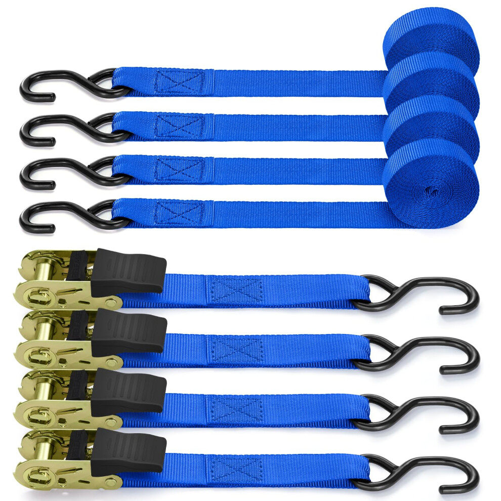 Ratchet Straps With Hook 4 Pack, Ohuhu 4.6M X 25Mm 680Kg Break Strength Heavy Duty Ratchet Tie Down Straps Lashing Straps With S Hook For 5051226573224
