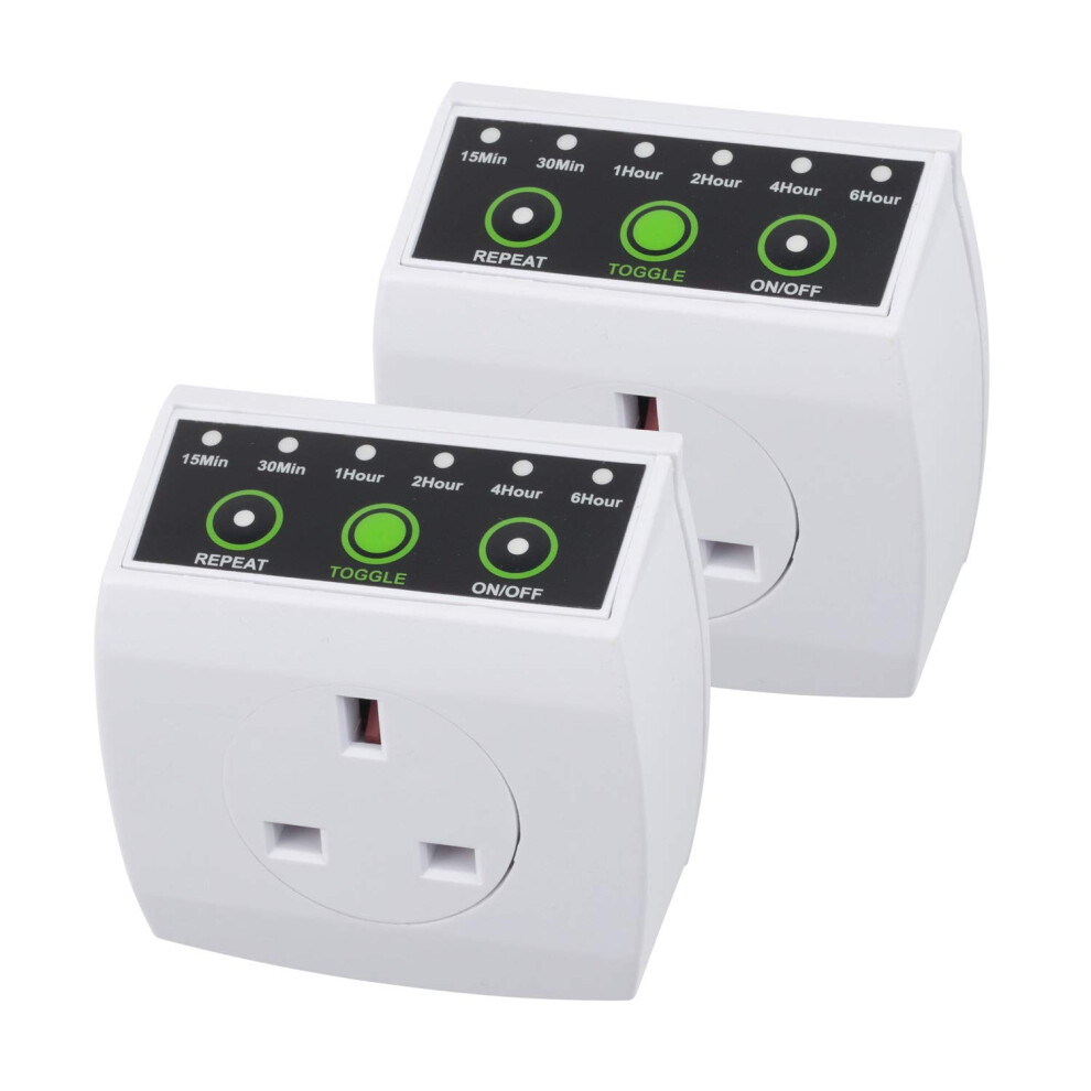 Hbn Countdown Timer Plug, Energy Saving Timers Switch With Repeat Function, 15/30 Min 1/2/4/6 Hour Run Down Timer Socket, 2 Pack 5005248555973