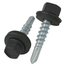 4.8 mm x 25 mm Roofing Screws, Hex Head Self-Drilling Multi-Color (RAL 7016 Anthracite Grey) Roof Screws with EPDM Sealed Washer