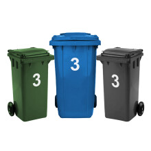 Rubigo 3 x Bin Numbers for Wheelie Bins, 0-99, Letters A-D, 17.5cm Dustbin Stickers, Easy Application Stick On Number Stickers