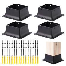 Vigtayue 4 x 4 Post Base Inner Size 4"x4"Deck Post Base Fence Post Anchor Black Powder-Coated Deck Post Base Fit 4"x4" Standard Wood Post Anchor for