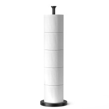 Free-Standing Toilet Roll Holder, Black Toilet Paper Storage Stand for Spare Rolls, Stainless Steel, Modern Design