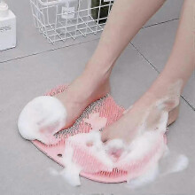(Pink) Silicone Foot Brush Scrubber Massager Shower Foot Brush Deep Cleansing Exfoliating Spa Increases Blood Circulation