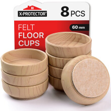 Felt Floor Cups X-Protector – Furniture Felt Castors Cup 8 PCS Ø60mm – Floor & Furniture Protector Cups for Chair & Sofa Legs