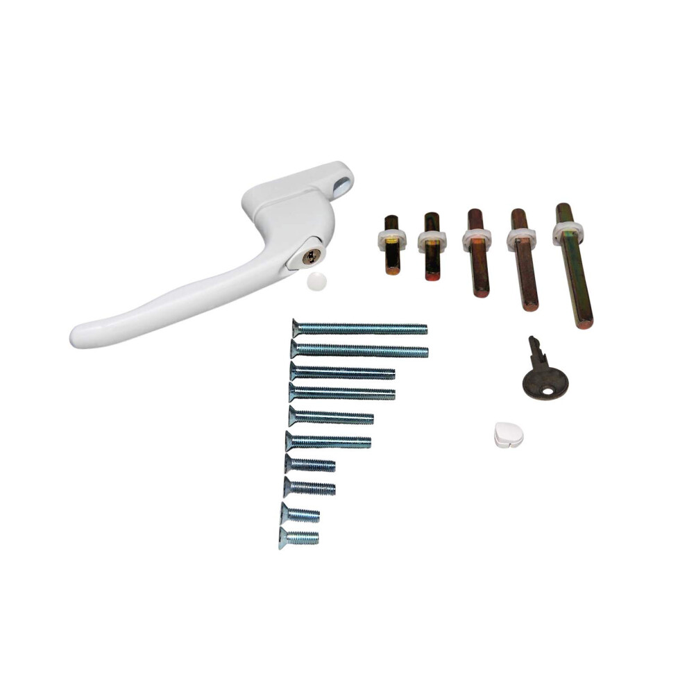 1St Time Fix White Upvc Double Glazing Universal Inline Espag Lockable Window Handle Multi Spindles & Screws (White) 5051226593383