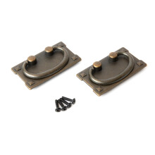 HARMAC HOUSE 2 Pack Vintage Antique Bronze Drawer Ring Pull Handles Kitchen Cabinet Cupboard Chest of Drawer Vintage Bronze Drop Ring Pull Handles