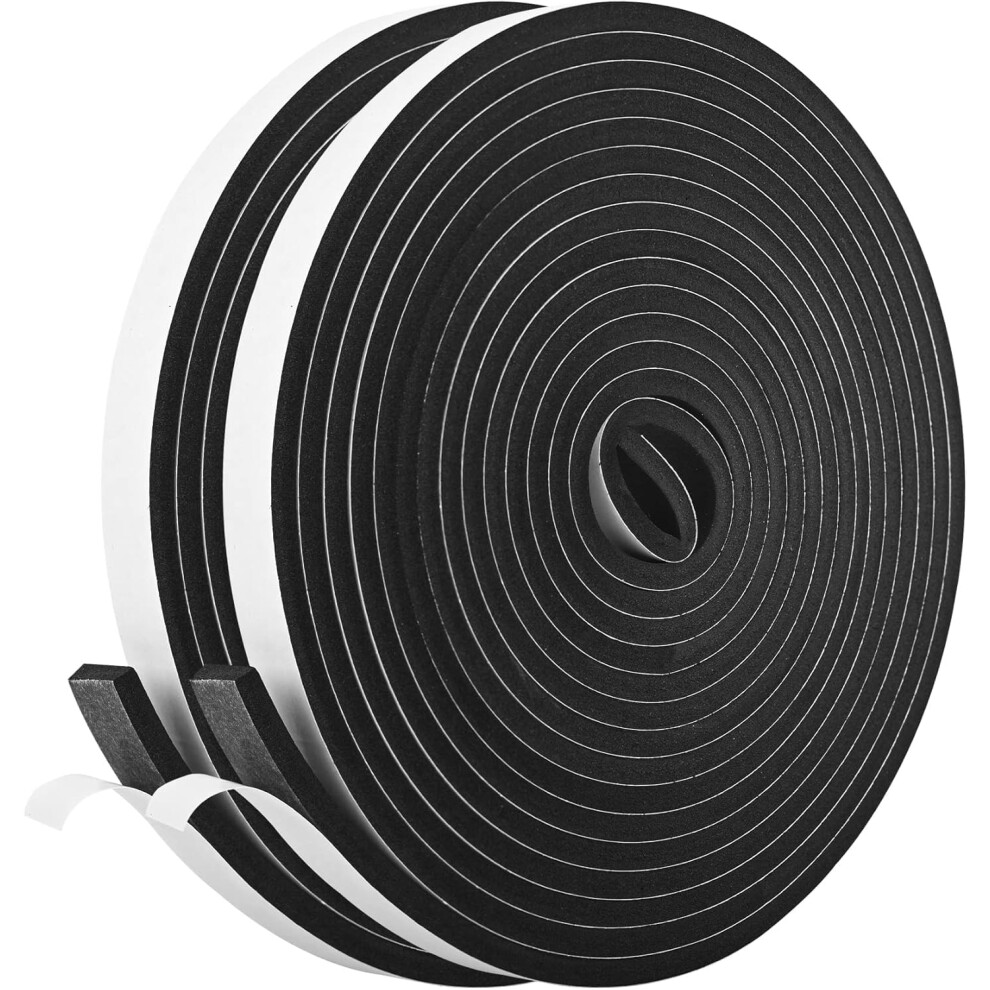 2 Rolls Self Adhesive Foam Tape Weatherstrip 13Mm(W) X6.5mm(T) X6.5m (L) High Density Foam Insulation Strips Seal Weather Stripping With Strong 5051226608612