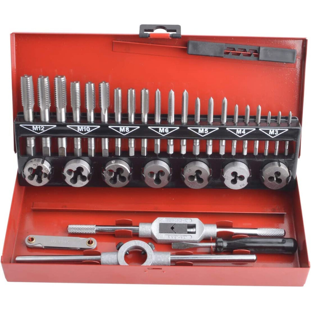 Gunpla 15Pcs Threading Taps Set Metric M3-M12 Alloy Steel Hand Thread Repair Tools With Tap Wrench 5051226621819