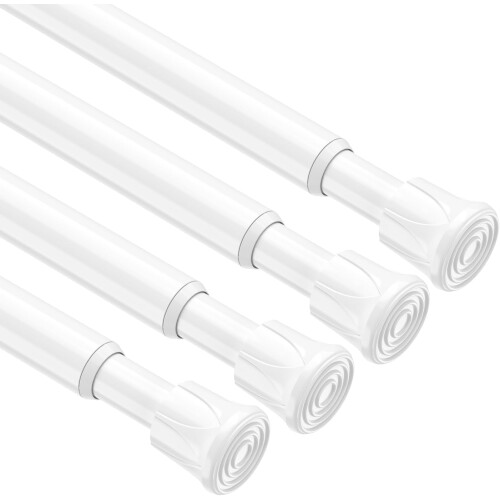 Hastes de tensão de mola brancas de 11 a 19 polegadas (28 a 48 cm) com 5/8 de polegada (1,6 cm) de diâmetro - Pacote com 4