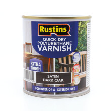 RustinsQuick Dry Poly Varnish Satin Dark Oak 500ml -Tough, Water-Based Clear Fin