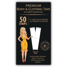 Linda's Essentials Double Sided Body and Fashion Tape (50 Pack) - Extra Adhesive Double Sided Boob Tape for Clothes & Skin, All Fabric Types