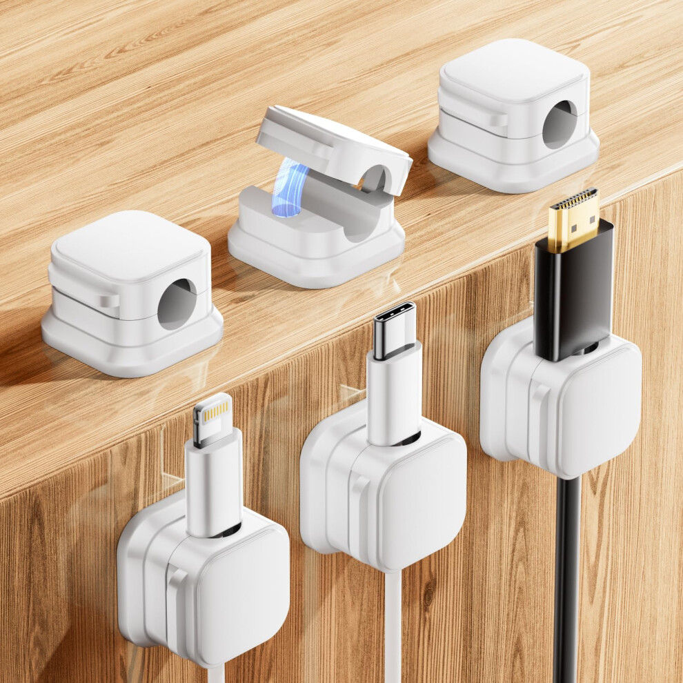 6 Pack Magnetic Cable Clips, Cable Tidy Tools,Magnetic Cord Organizer Strong Adhesive Desk For Nightstand, For Wall,Office,Car,Desk,Nightstand(White) 5051226575334