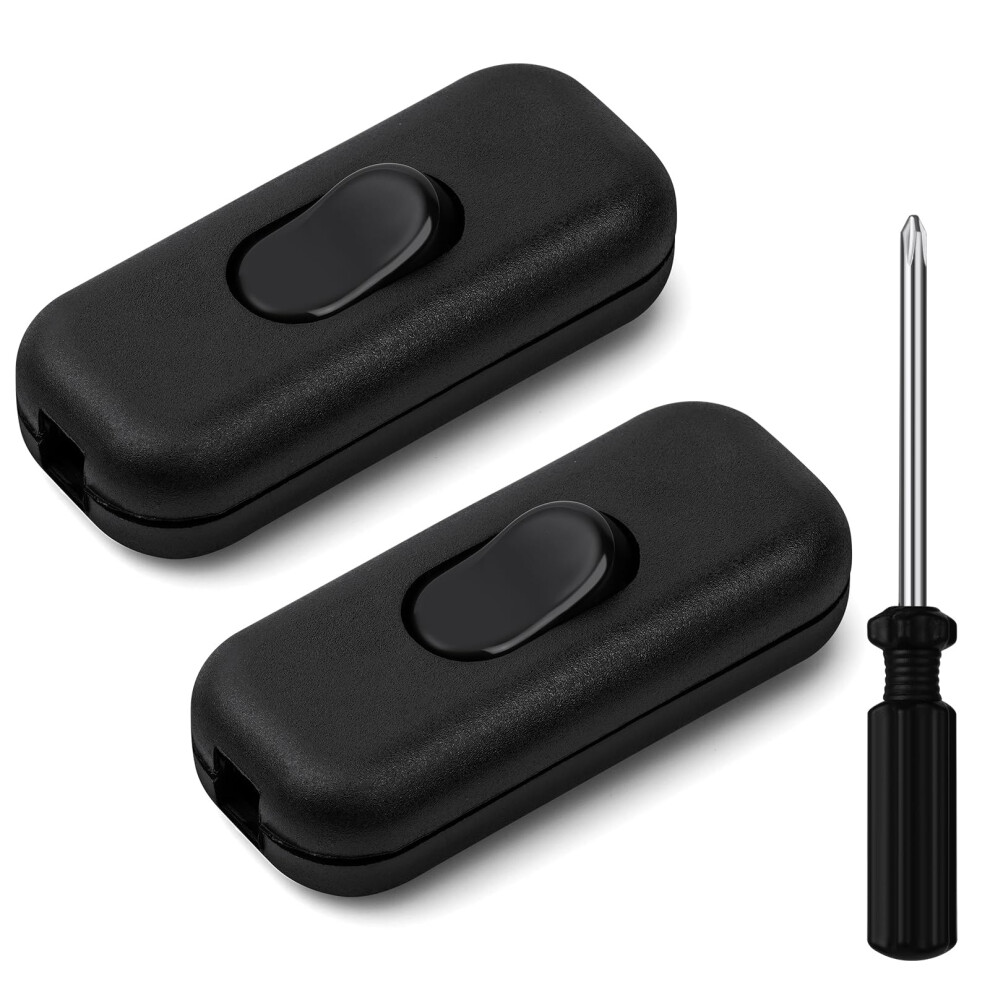 Axfee Dp 6A Inline Cable Switch Pack Of 2 Torpedo Switches 2 Or 3 Core Double Pole Switches Accepts Round Or Flat Wire, 250V Inline Switch For Lamp 8699495859099