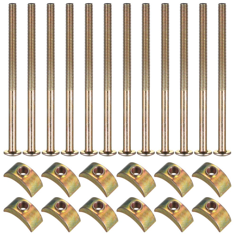 Ljapplied 12 Pcs M6 Furniture Boltss, Furniture Connecting Bolts With Half Moon Luna Washers Nuts, Bunk Bed Bolts And Nuts Connectors