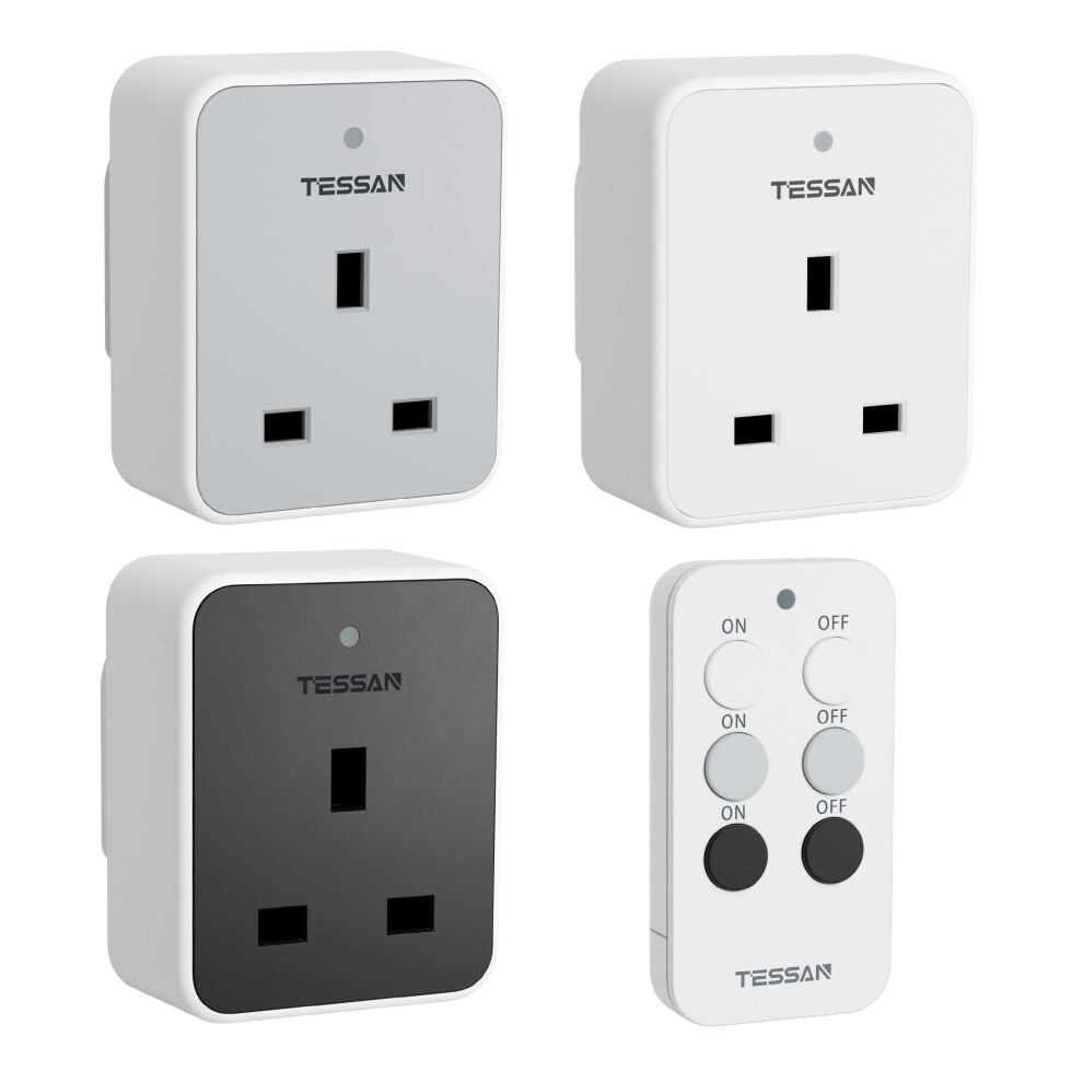 Tessan Remote Control Plug Socket Uk, 30M/100Ft Operating Range, Programmable Wireless Plug Work For Household Appliances, Bedroom 5051226620843