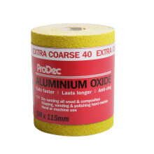 ProDec 5m Roll 40 Grit Extra Coarse Grade Yellow Aluminium Oxide Abrasive Sanding Paper for Sanding Wood, Paint, Plaster, Filler, Metal and More, 115