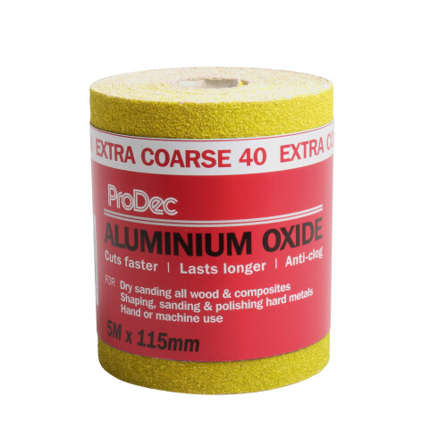 ProDec 5m Roll 40 Grit Extra Coarse Grade Yellow Aluminium Oxide - Plaster