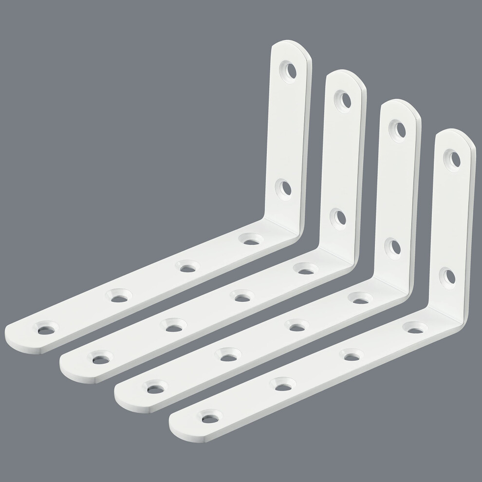 Sayayo Shelf Bracket Corner Brace Angle Bracket Shelf Support Wall Hanging 125Mm*75Mm, Stainless Steel White Finished, 4 Pcs, Ej5207w-4P 5051226639999