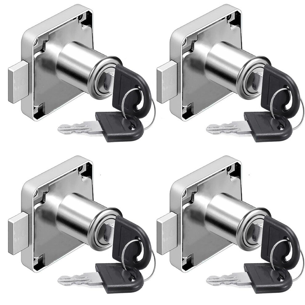 Litensh Cam Lock 22Mm, 4Pcs Security Cabinet Lock With Key Different Cupboard Lock For Furniture Cabinet Mailbox Drawer Household Office (4, 22Mm) 5051226596193