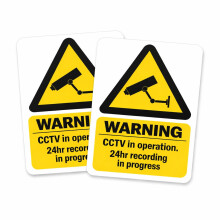 Inside Glass Application Only – Visible from Outside | 2 x Large CCTV Window Stickers | Not for External Use or Containers | 150 x 100 mm (6" x 4")