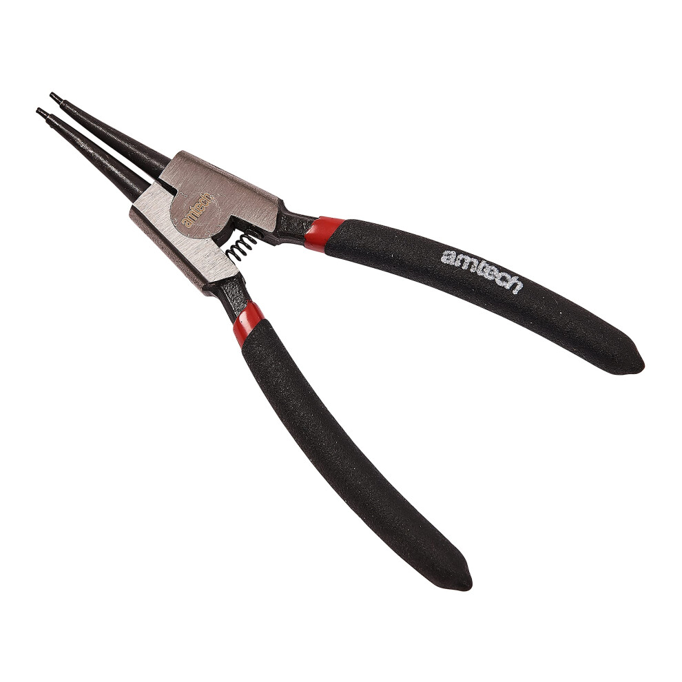Amtech 6" Circlip Pliers External Straight, Drop Forged Heat Treated Steel With Spring-Loaded Mechanism & Cushion Grip Handles For Precision Assembly 5051226607226