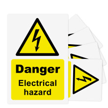 5Pcs Danger Electrical Hazard Stickers, 150x100mm Self-Adhesive Vinyl Sticker, Matte Finish, Safety Warning Signs for Electrical Areas