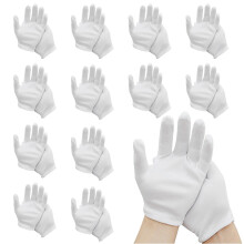 24 Pcs (12 Pair) White Cotton Gloves, Cotton Gloves, Soft and Resuable White Works Glove, Cottons Glove for Dry Hands