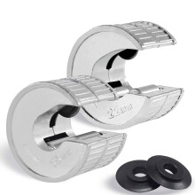 HAUTMEC Copper Pipe Cutter Sturdy Plumbing Auto Cut Tube Cutter Set Twin Pack 15 & 22mm Pipe Cutters Pipe Slice with 2 Spare Pipe Cutting Wheel Blade
