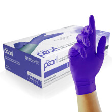 UNIGLOVES Cobalt Pearl Nitrile Examination Gloves - Multipurpose, Powder Free and Latex Free Disposable Gloves - Box of 100 Gloves, Cobalt, Medium