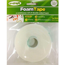 U-Craft Double Sided Foam Tape Roll, 12mm x 3 metres (2mm deep) White