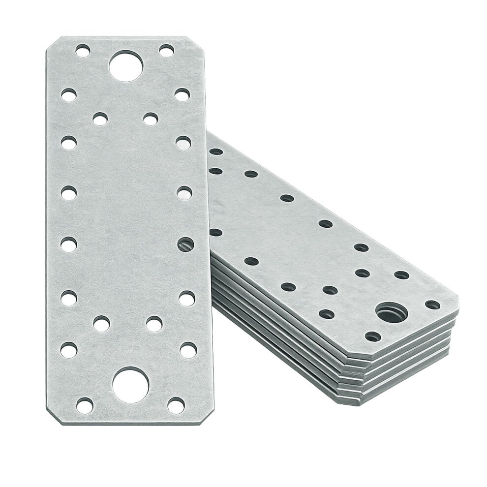 Omideas 10 X Flat Joining Plates (140 X 55 X 2) Heavy Duty Straight Perforated Braces Brackets Timber Wood Metal Galvanised Steel Fixing Repair Conne 5280152329524