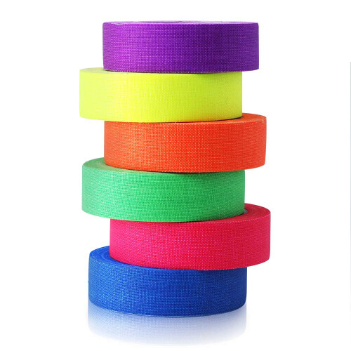 LightingWill UV Blacklight Reactive Fluorescent, Fluorescent Gaffer Cloth Tape, 0.59in X 16.5FT Per Roll