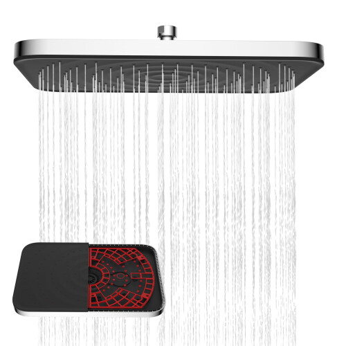 Hibbent Self-Cleaning Rainfall Shower Heads, 12 * 8 Inch, Black Panel