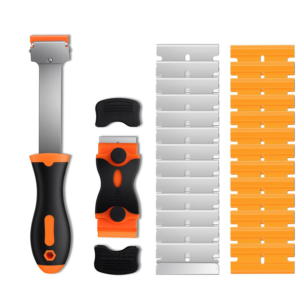 2 Pcs Glass Scraper Tool, Plastic Scraper Tool Non Scratch, Razor Scrapers For Ceramic Hob Wallpaper Paint Oven Cleaning 5051226619595