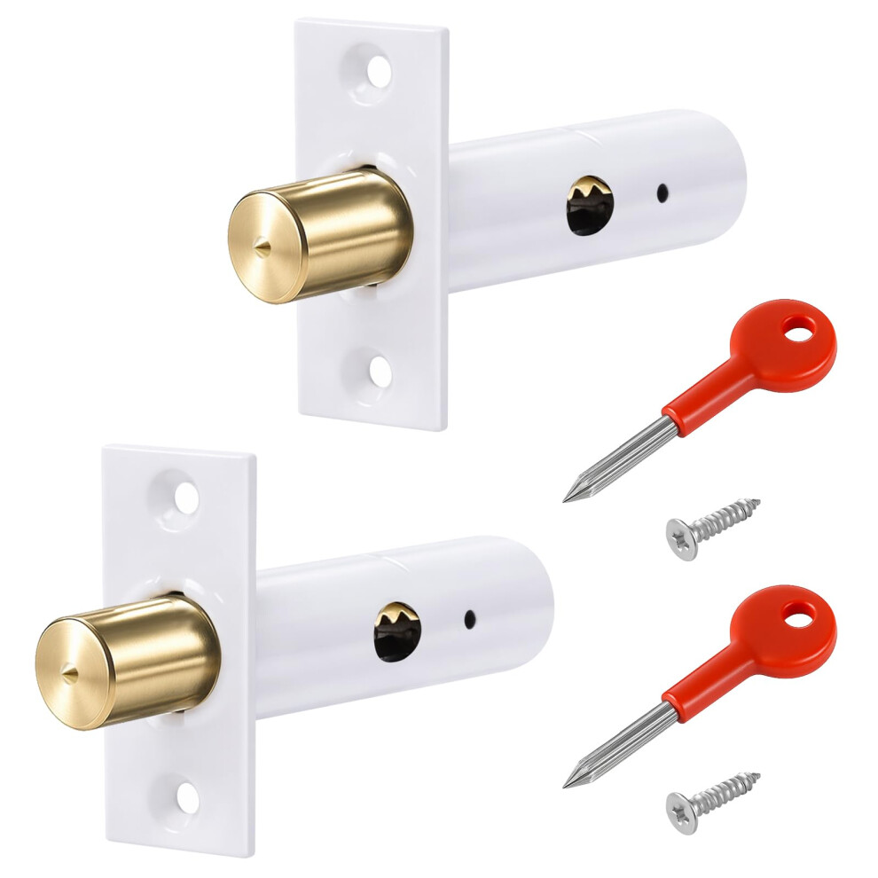 2 Pack Mortice Door Latch, Internal Door Bolts Doors Catch Internal Doors Lock With 2 Star Keys For Doors And Windows(White) 5051226622861