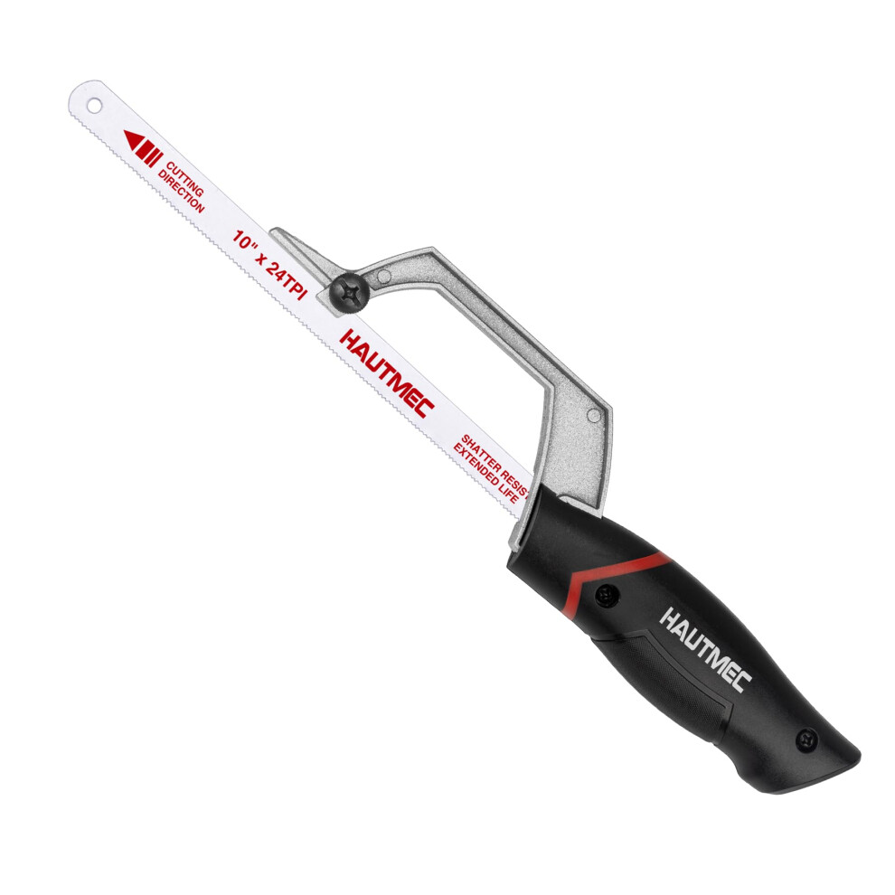 Hautmec Compact Hacksaw, 250Mm Junior Hacksaw With Bi-Metal Hss Blade, Aluminium Frame, Cutting Guide Design, Small Hand Saw For Cutting Metal 5051226575167