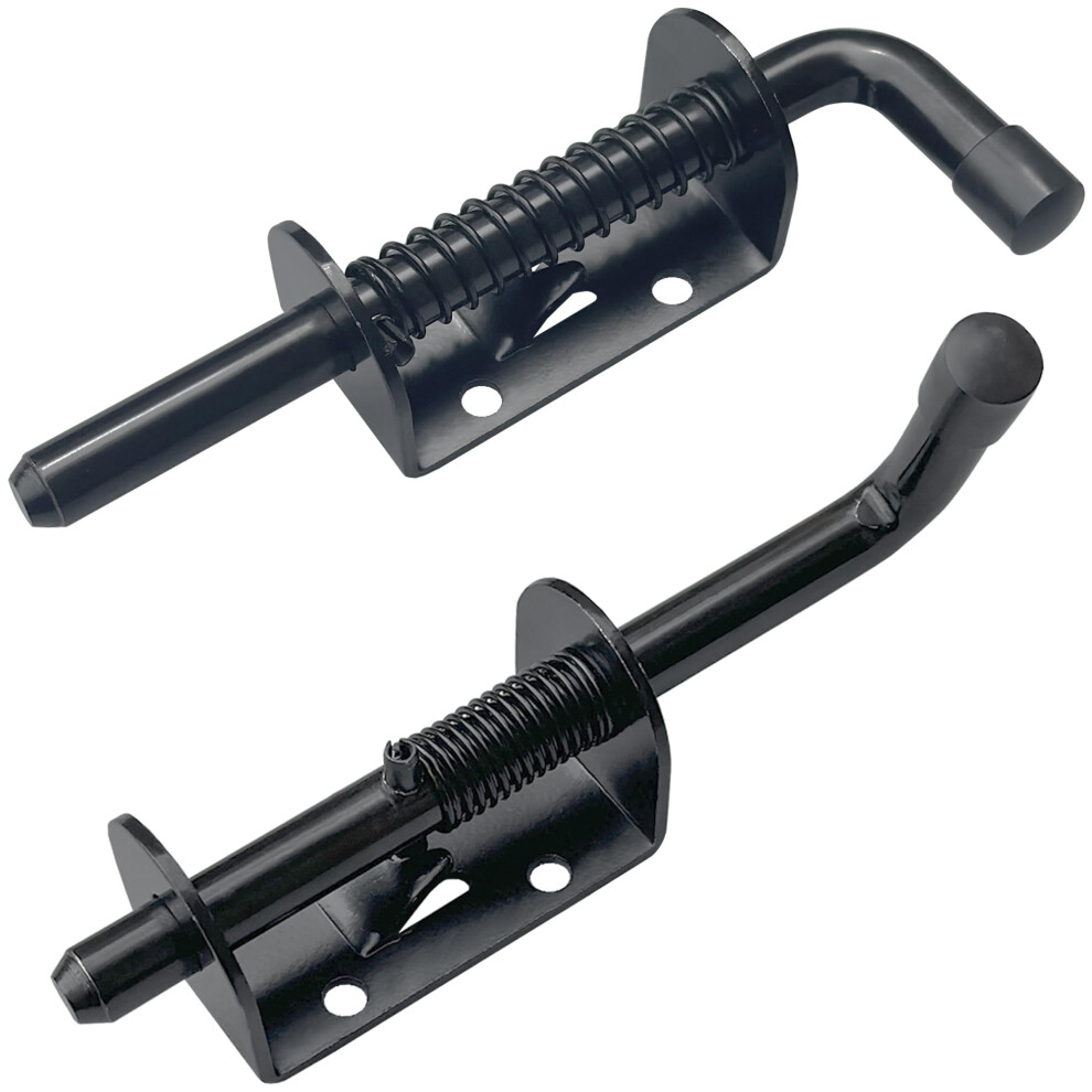 2 Pcs Heavy Duty Spring Bolt Latches Black Gate Latch, Loaded Door Latch 5051226632754