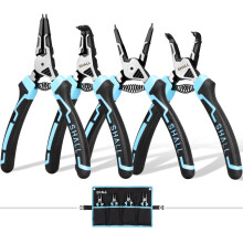 SHALL 4-Piece Heavy Duty 7" Snap Ring Pliers Set - Inverted Ring Remover Bracket Pliers with Portable Case